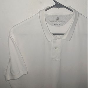 Brunello Cucinelli "Silver trim off-white polo - Regular fit"